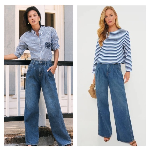 Veronica Beard Denim - VERONICA BEARD Mia jeans denim size 29 wide leg barrel pleated high rise EUC